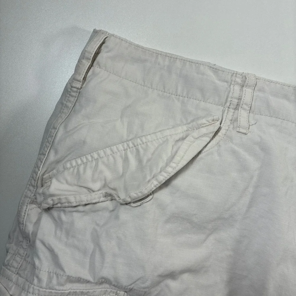 Polo Ralph Lauren Cargo Shorts 40 White Ripstop Utility Flap Pockets Military